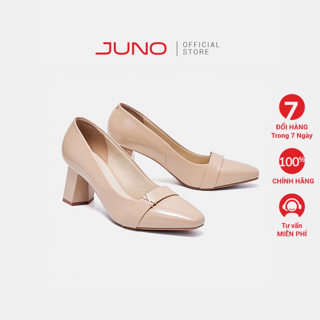 Giày Cao Gót 7cm Nữ Thời Trang JUNO Phối Khoá Trang Trí CG07135