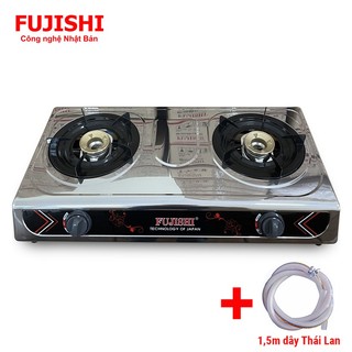 Combo bếp gas đôi chén đồng mặt inox fujishi fu-210-in + 1.5m dây gas thái lan