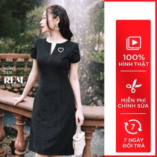 Đầm công sở tôn dángmia đen_REAL