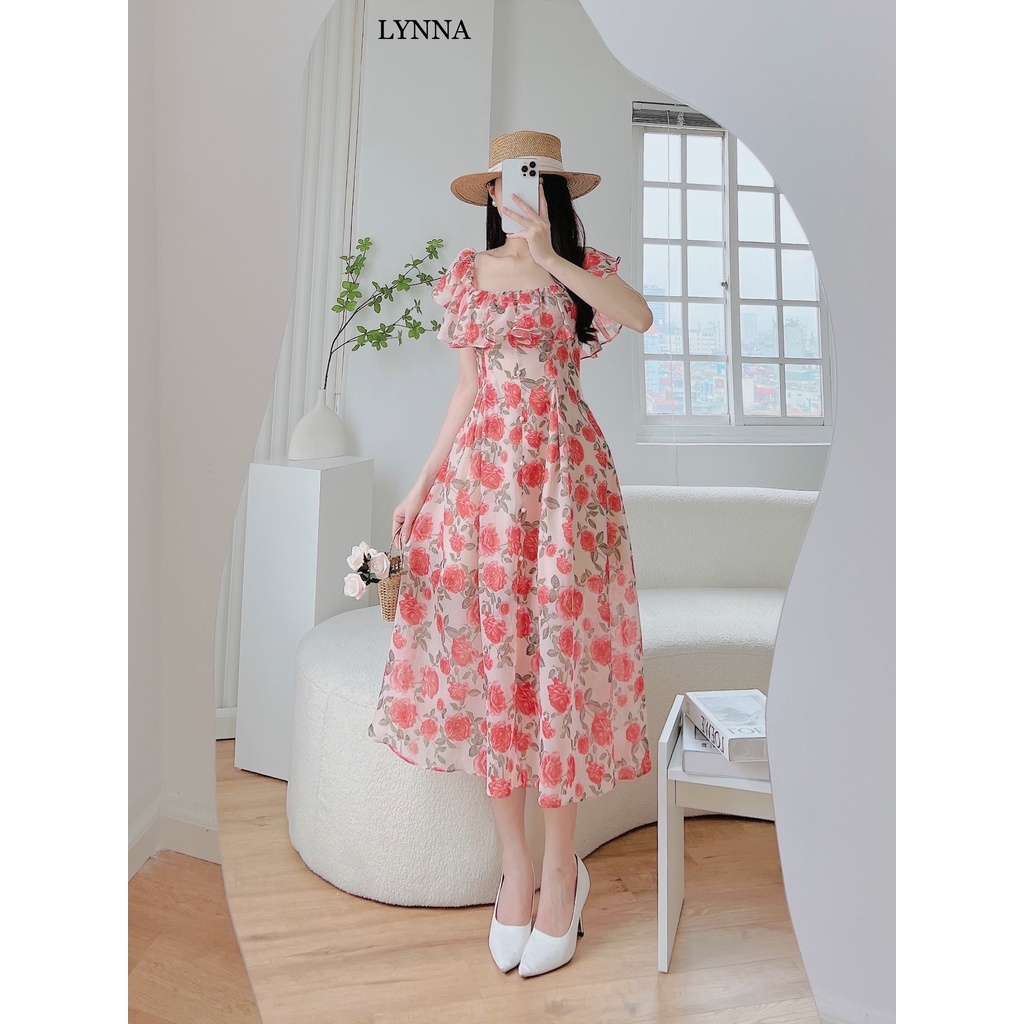 D177 VÁY TRỄ VAI HOA CAM