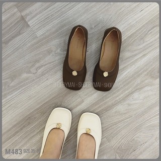 Giày búp bê nữ da trơn hoa 3 phân M483