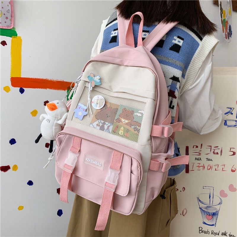 Balo đi học nữ cặp sách thời trang ulzzang phong cách Nhật - Hàn nhiều ngăn đựng tiện dụng