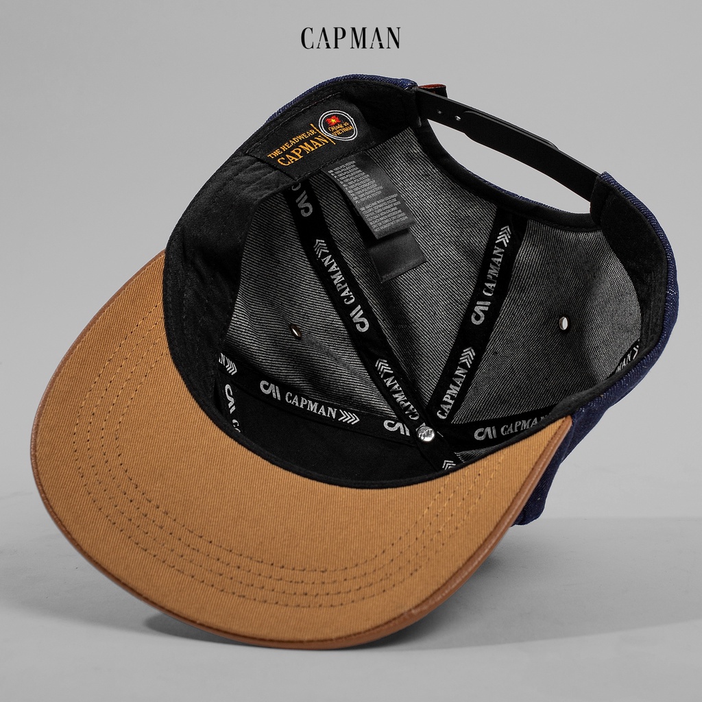 Mũ snapback lưỡi ngang CAPMAN chất jean denim CM58