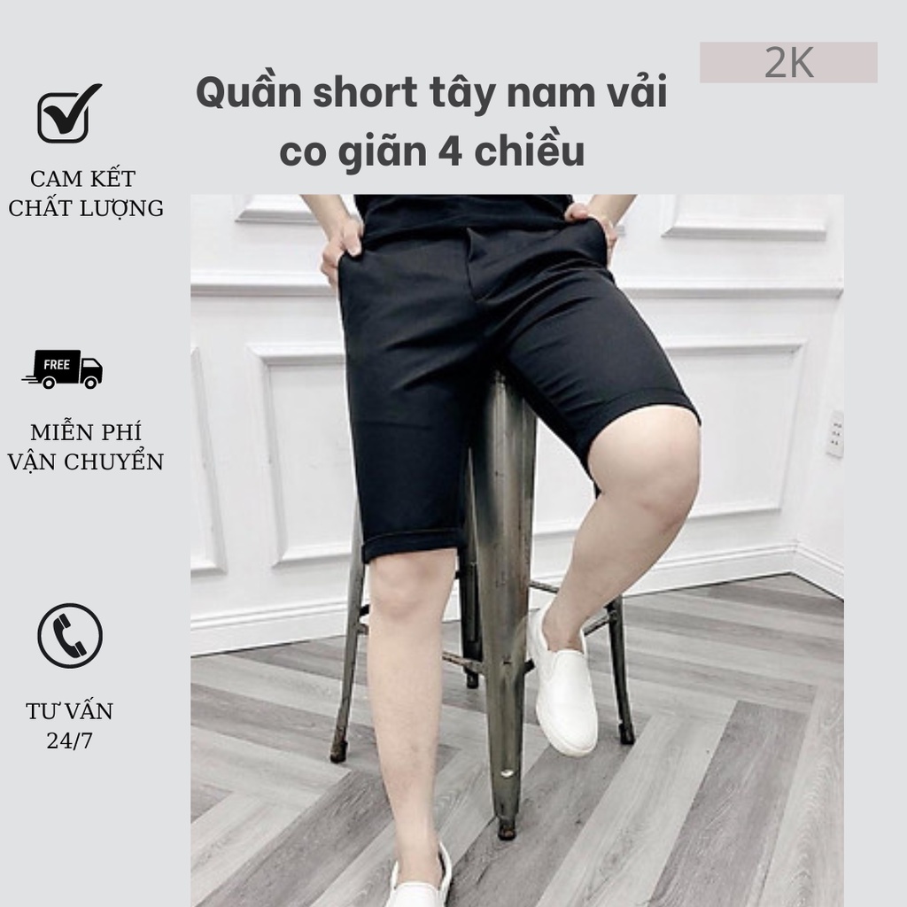 Quần short tây âu nam, quần short nam cao cấp 2K vải Cotton co giãn 4 chiều hàng chuẩn form body kiểu dáng trẻ trung