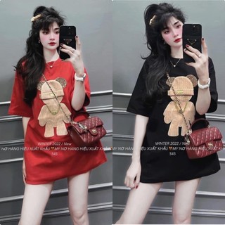 Áo phông gấu màu thêu nổi 3158
