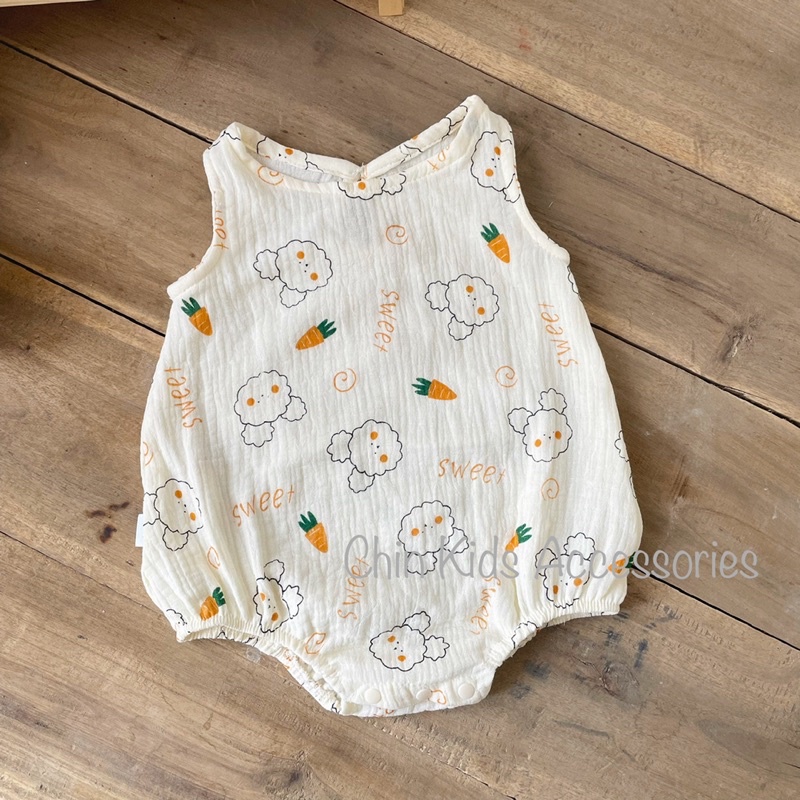 Body cộc xô muslin nhăn siêu mát