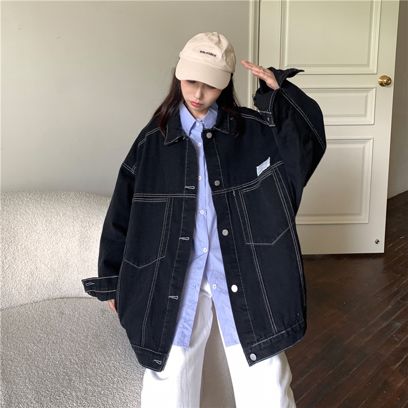 Áo Sơ Mi Bò Ulzzang Dáng Rộng A093 tay dài logo ngực phong cách đường phố, năng động, cá tính