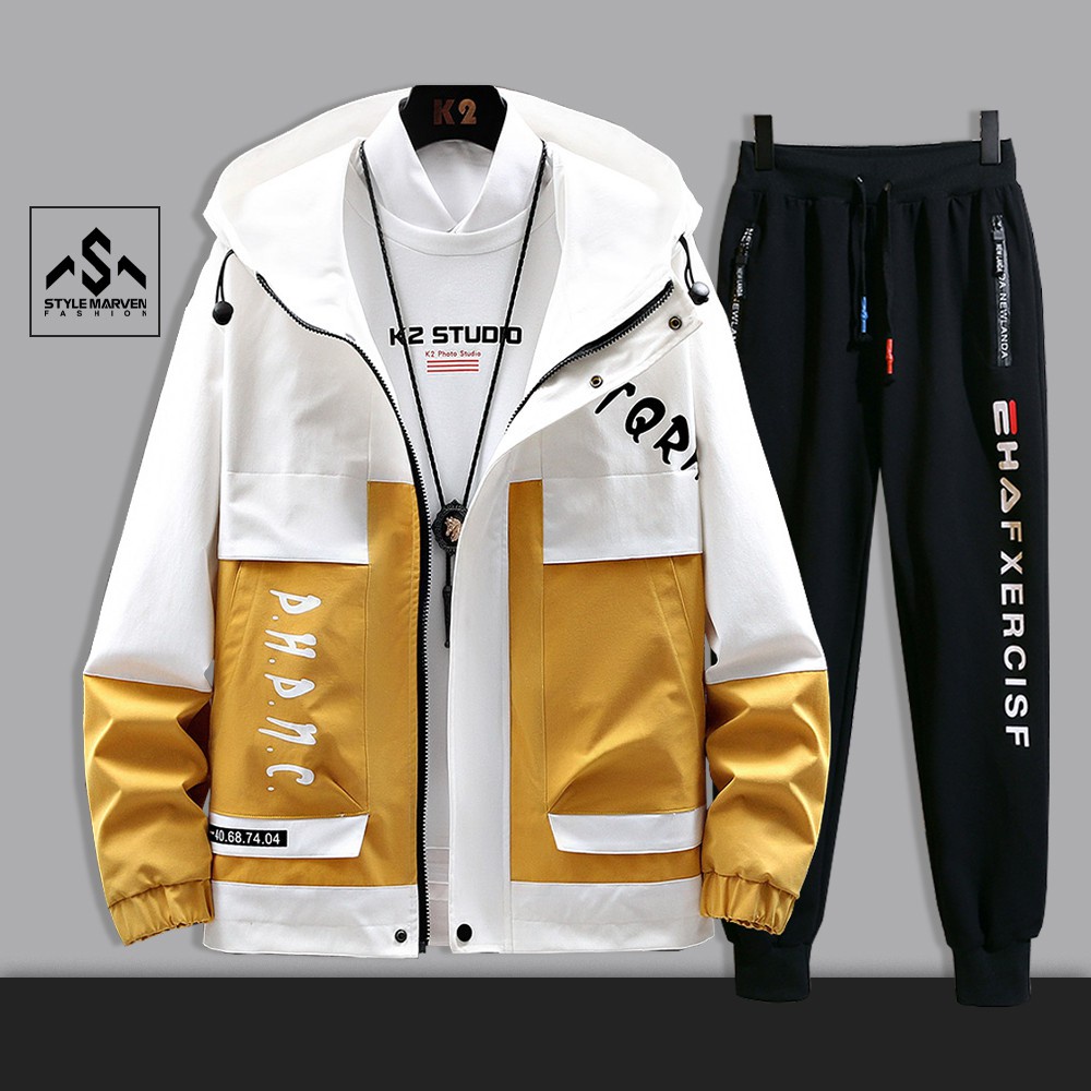 Bộ quần áo thu đông STYLE MARVEN áo khoác khóa kéo TQR phối jogger nỉ thể thao - SET NAM 90000133