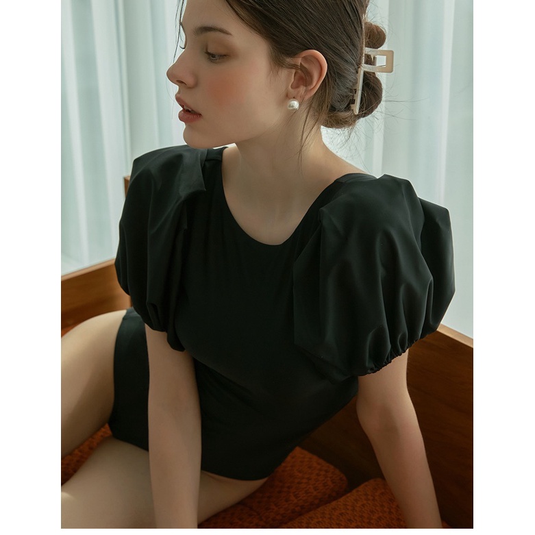 Bikini đồ bơi nữ 1 mảnh cộc tay nơ lưng