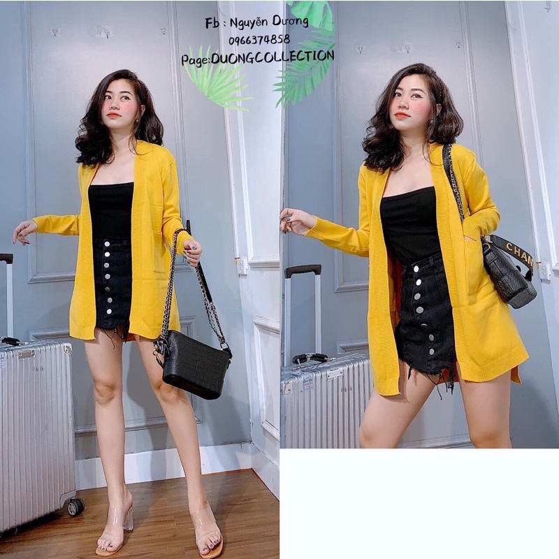 Áo khoác len nữ Cadigan dáng dài hàng nhập loại 1 chất len màu tuyết mịn