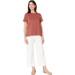 𝗘𝗜𝗟𝗘𝗘𝗡 𝗙𝗜𝗦𝗛𝗘𝗥 - Fine Jersey Round Neck Top Easy Fit, Short Length