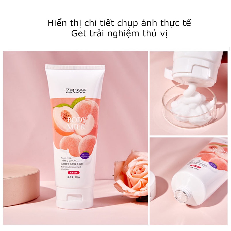 Kem Dưỡng Ẩm, Kem Body Trắng Da Chống Nắng Toàn Thân Trái Đào Pure Milk Body Lotion Hương Nước Hoa