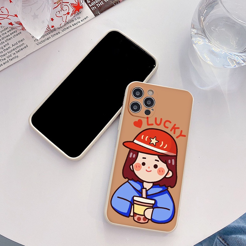 Ốp lưng iphone Cute Girl cạnh vuông 6/6plus/6s/6splus/7/7plus/8/8plus/x/xr/xs/11/12/13/pro/max/plus/promax
