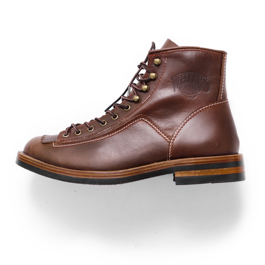 Giày boot nam WHITES cao cổ màu nâu, giày phượt màu đen da bò thật TONKIN