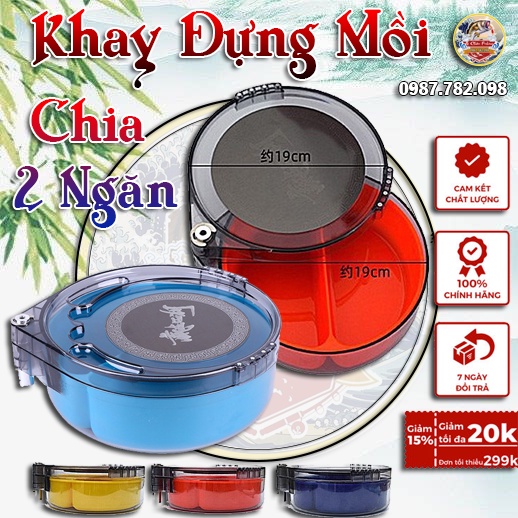 [Chất Lượng] Khay Đựng Mồi Chia 2 Ngăn 3 Tầng Trong Suốt - Phụ Kiên Câu Đài Câu Đơn Câu Cá _ Bát Trộn Mồi Cao Cấp
