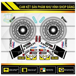 Tem rời chaly chế mẫu hoa văn trắng đen in decal trong suốt