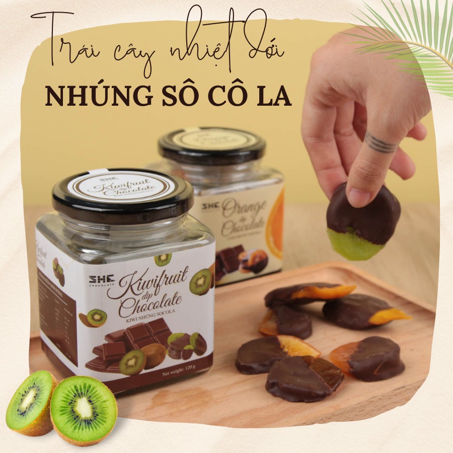 Trái cây nhúng Socola thập cẩm (Mix 4 vị Kiwi, Xoài, Tắc, Cam) -Túi 500g - SHE Chocolate - Quà tặng người thân, ăn vặt