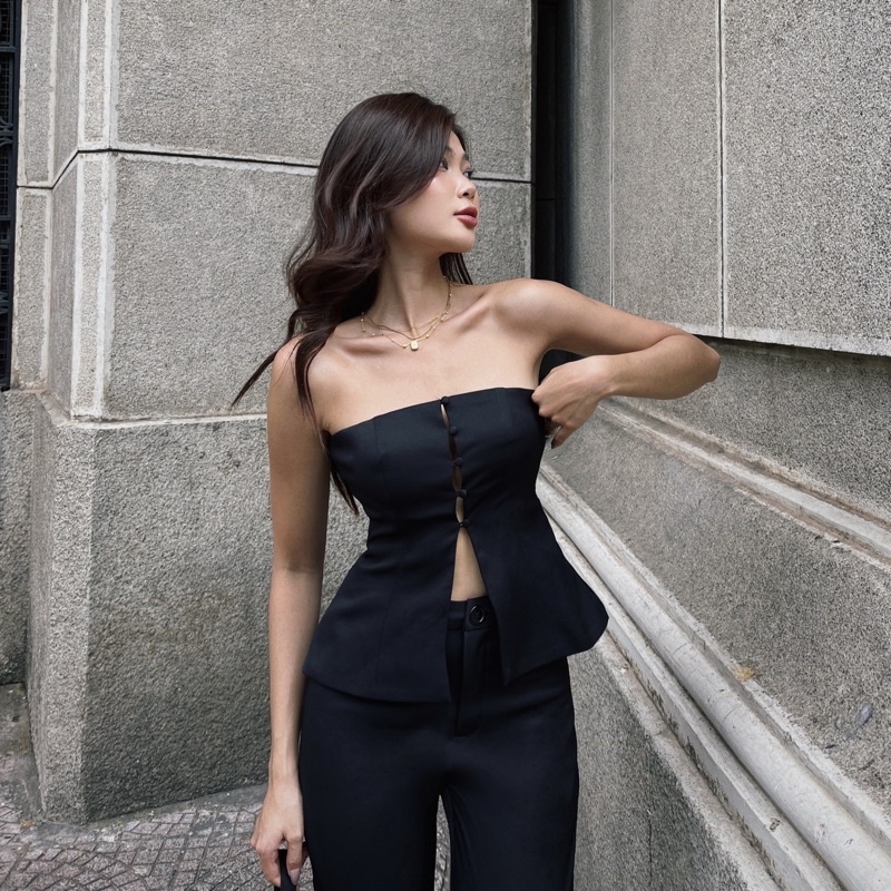 Celine Top - Áo ống cúp ngực xẻ trước dáng peplum - Morri Club