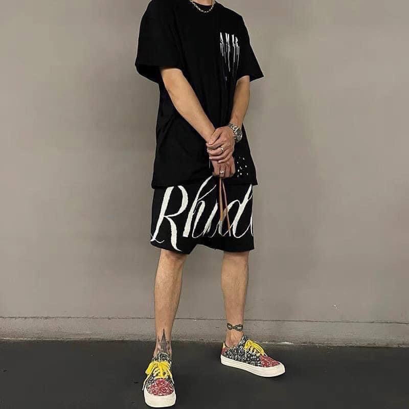 ⚡️[Hight Quality] Hàng Có Sẵn!! Short Rhude New Knit Logo-Quần Đùi Rhude Chất Liệu Dệt Kim Mỏng Rất Mượt Không Xù