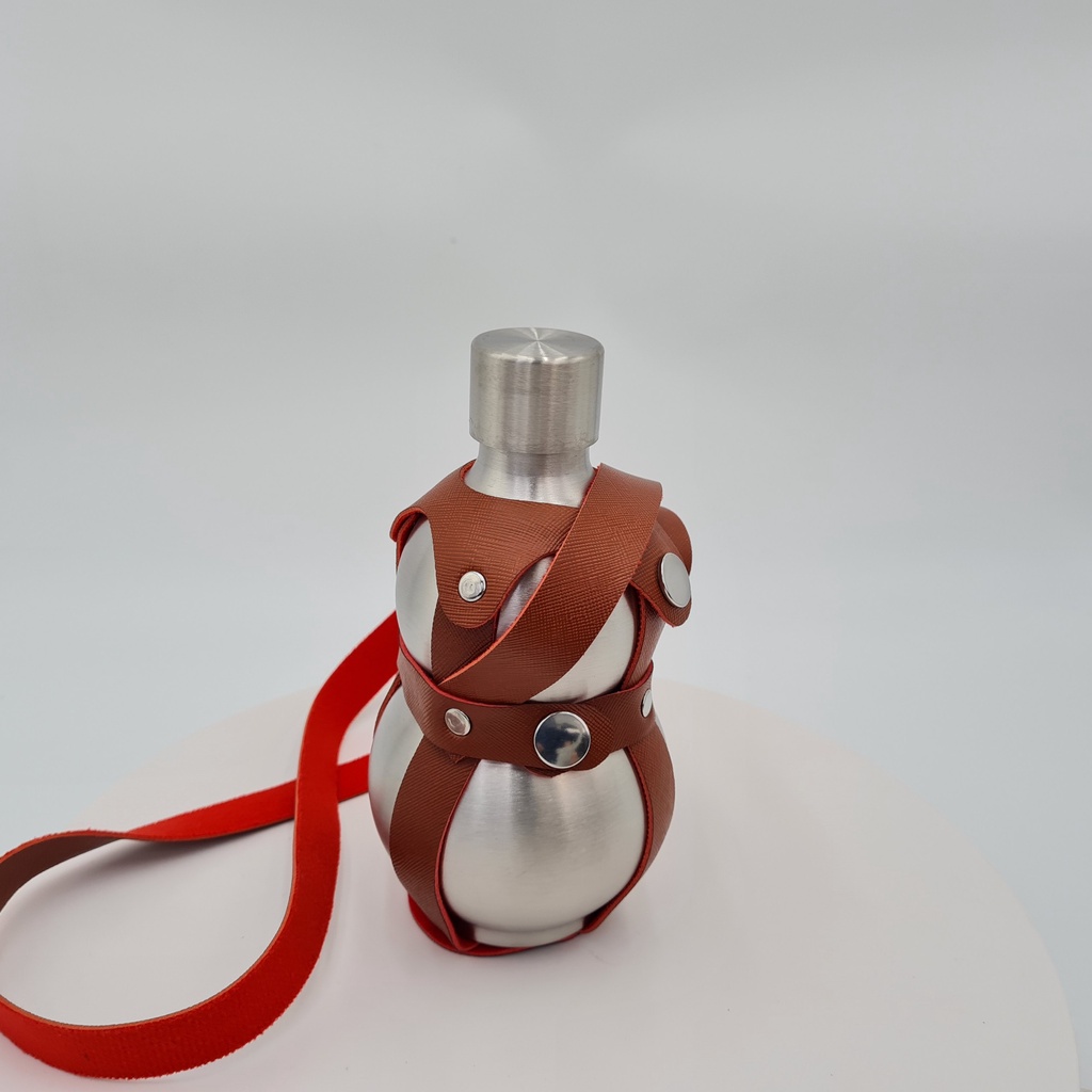 Bình Rươu Hồ Lô Inox 0.5 Lít Có Bao Da tặng kèm phễu + chén shopaha247