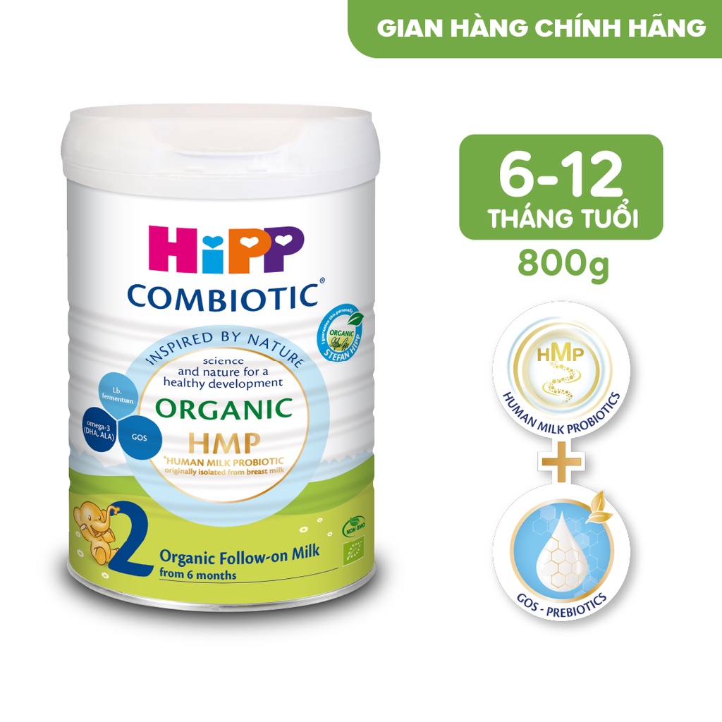 Sữa bột công thức HiPP 2 Organic Combiotic 800g bổ sung DHA trực tiếp dành cho trẻ nhỏ