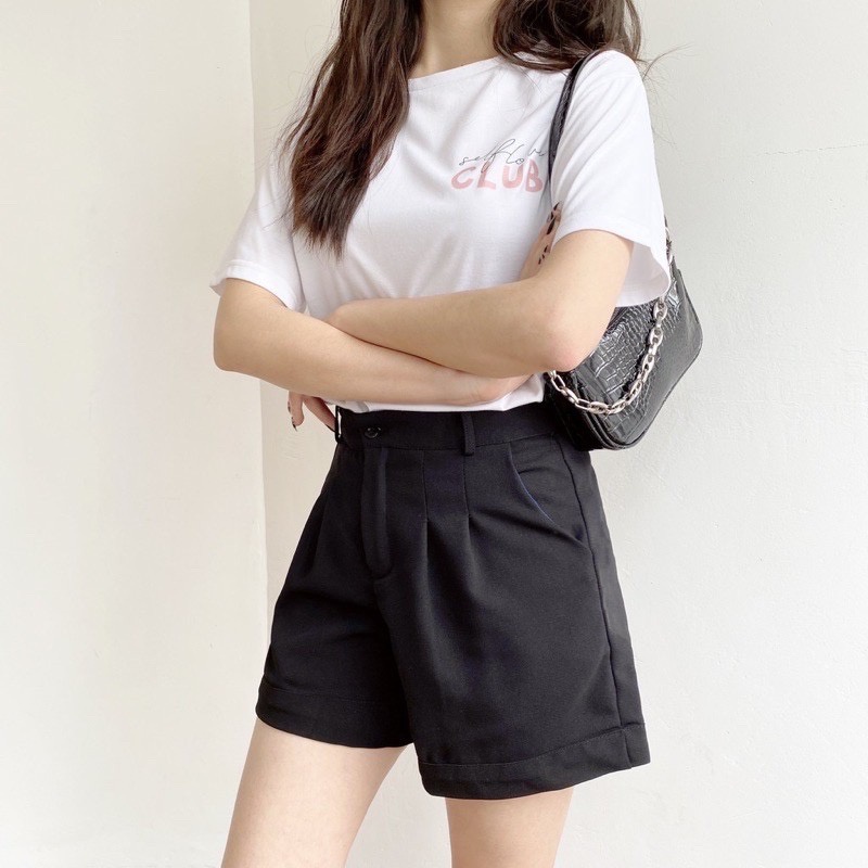 Quần short đùi nữ gập gấu chất tuyết mưa mặc phong cách cho mùa hè | BigBuy360 - bigbuy360.vn