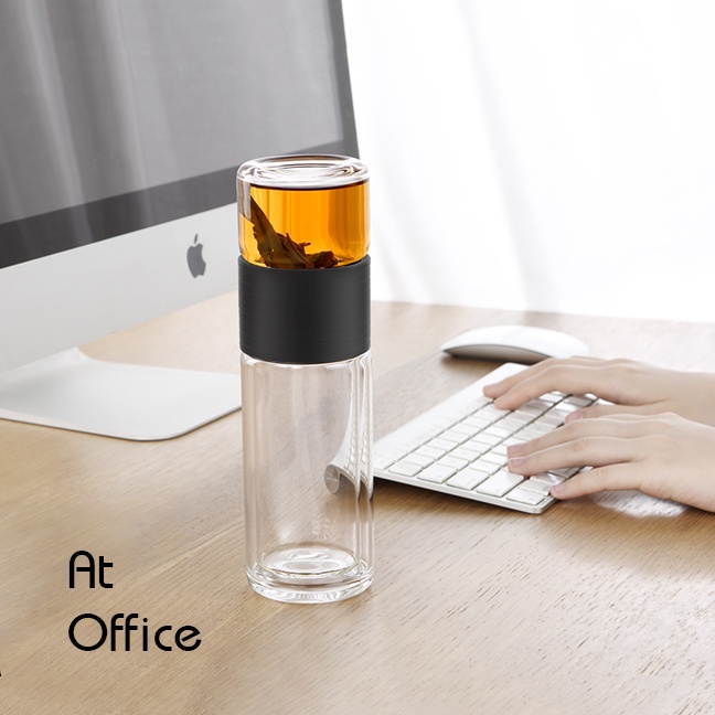 Bình thủy tinh 2 lớp pha trà C002A 170 - 238ml - Ấm trà thủy tinh chịu nhiệt cho di chuyển, du lịch Samahome Shop