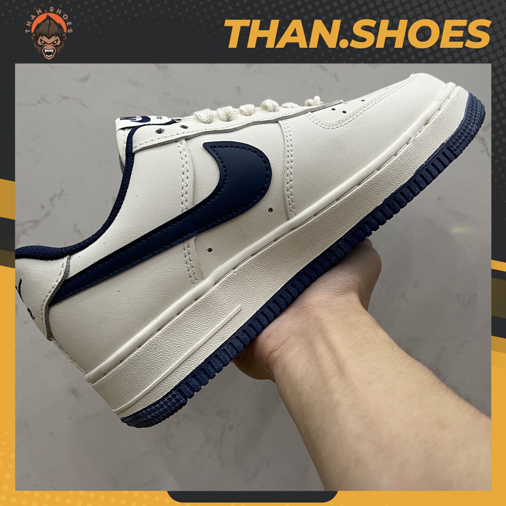 Giày Air Force 1 Low 07 Cream White Navy Skate, AF1 Trắng Móc Xanh Đế Xanh - Than.Shoes