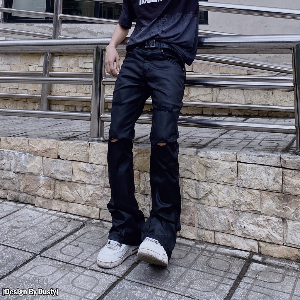 Quần ống loe kaki wax DUSTY STUDIO ( Distressed Wax Pants )