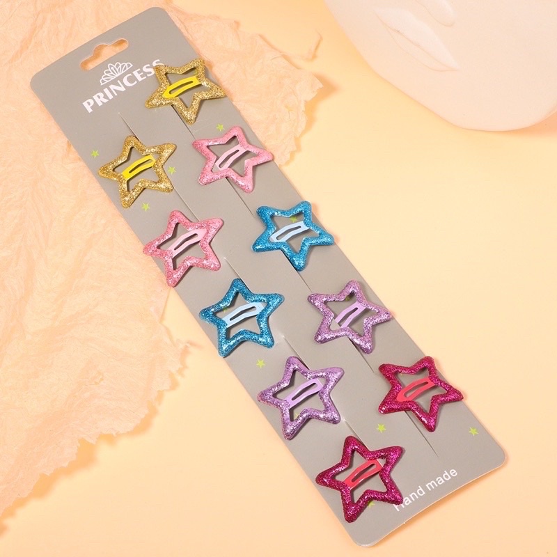 Set 10 kẹp tóc hình sao dễ thương cho bé gái