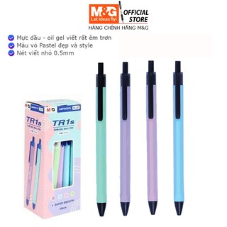 Bút bi bấm tam giác ngòi 0.5mm M&G hộp 20 cây giá rẻ viết nét đều trơn TR1s