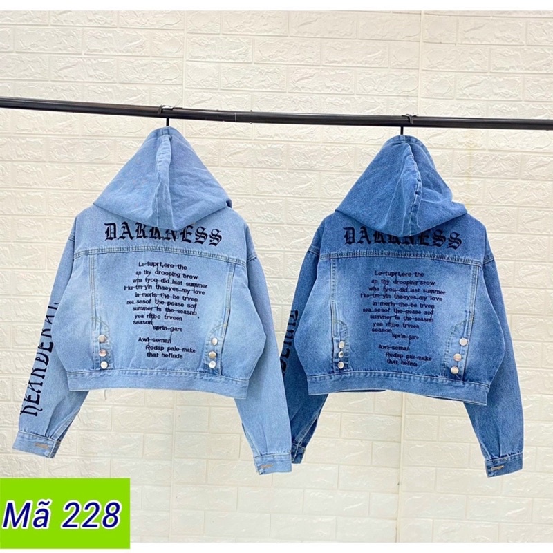 Áo Khoát Jean Kèm Nón Cao Cấp, Ảnh Thật Ik hình , Ôm Dáng ,2022
