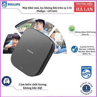 Máy lọc không khí, khử mùi trên ô tô Philips Gopure GP3201 car air purifier PM2.5, tích hợp cảm biến AQI