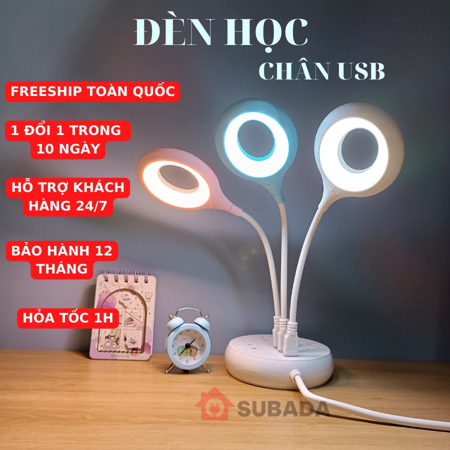 Đèn led usb chống cận bảo vệ mắt để bàn học làm việc SuBaDa kiêm đèn ngủ nhỏ gọn tiện lợi tiết kiệm điện DU01 | BigBuy360 - bigbuy360.vn