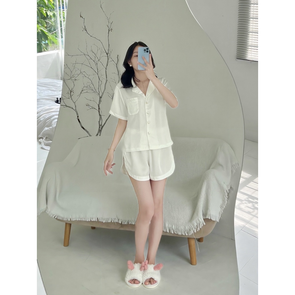 Đồ ngủ mặc nhà Set lụa Hàn Quốc Doris - Laluna Homewear