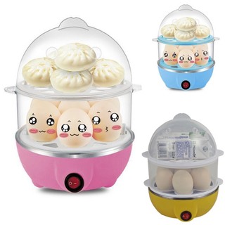 Nồi điện luộc trứng kiêm hấp bánh bao -máy hấp trứng hấp đồ ăn , hâm sữa , làm nóng thức ăn siêu nhanh 2 tầng