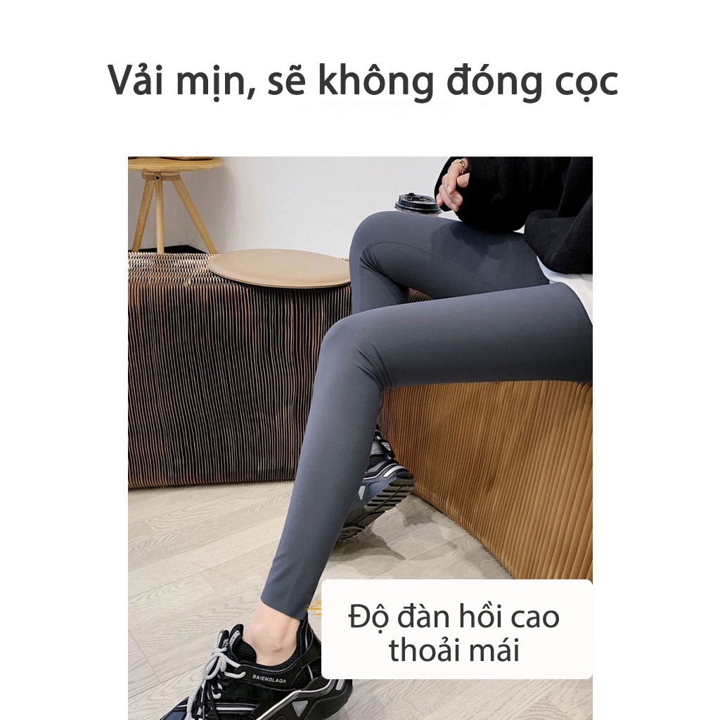 Quần Legging Thể Thao Lưng Cao Ôm Dáng Co Giãn Tốt Màu Đen Thời Trang Xuân Thu Cho Nữ