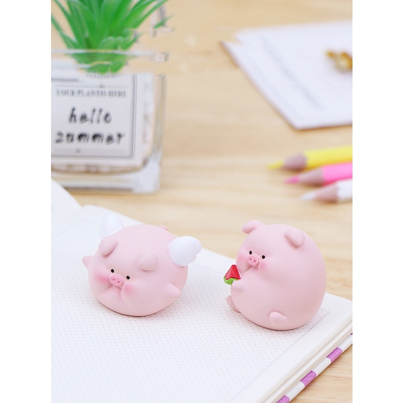 Mô hình heo tròn dễ thương tiểu cảnh, bày bàn làm việc, bàn học, tủ sách, taplo ô tô