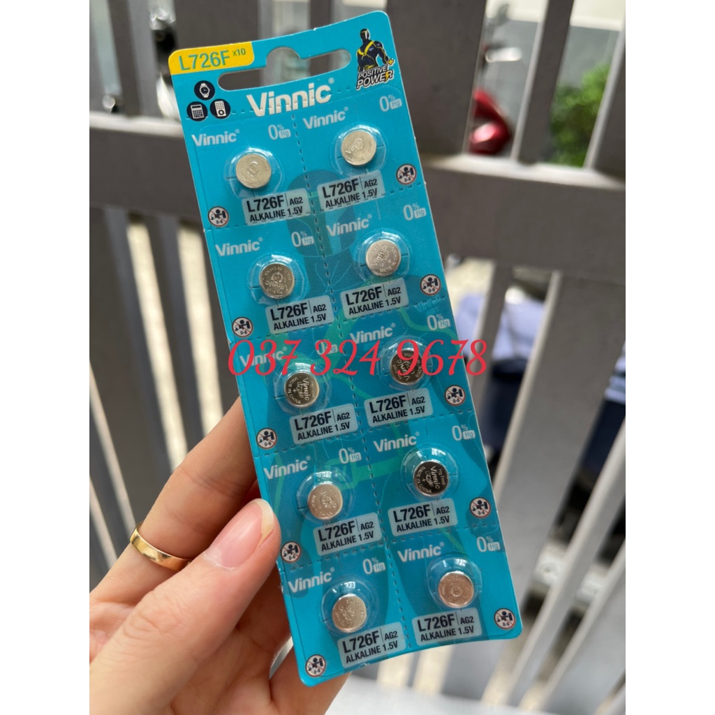 Vỉ 10 viên pin cúc áo VINNIC L726F Lr726 SR726SW SR726 726 397 1,55V pin đồng hồ đeo tay
