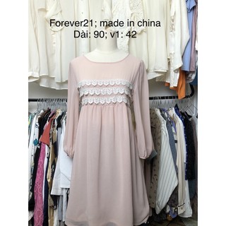 Váy si tuyển 2hand voan hồng, dài tay, phối ren