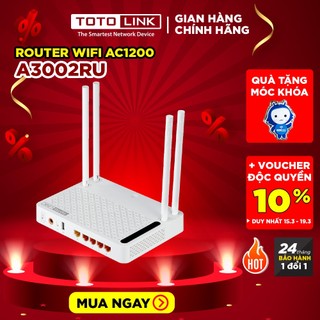 TOTOLINK A3002RU - Router Wi-Fi băng tần kép Gigabit chuẩn AC 1200Mbps wifi chơi game