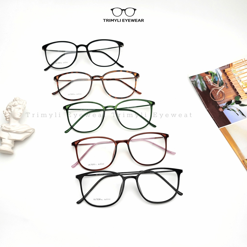 Gọng kính mắt cận thời trang mắt tròn nữ gọng mảnh nhẹ Trimyli Eyewear 2212