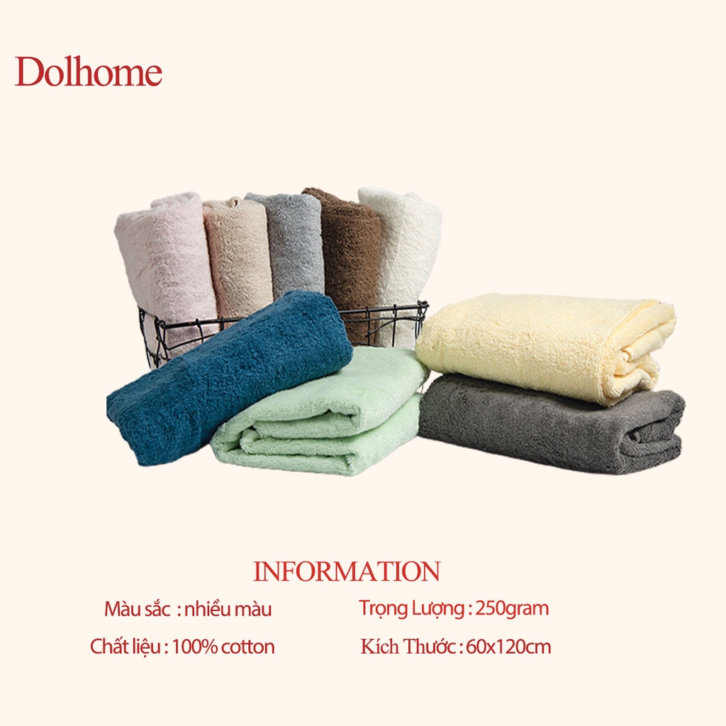 Khăn tắm 100% cotton mềm mịn,không phai màu,không xù lông thấm hút nước Dolhome-20504