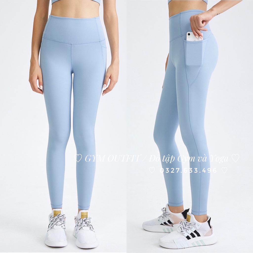 Set Bộ Tập Thể Thao Gym Outfit Áo bra lưng  cài và Quần legging Lulu có túi 2023