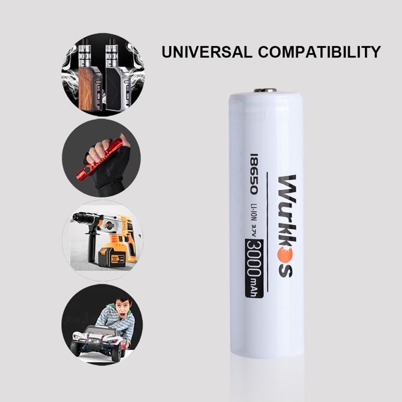 Pin 18650 chính hãng Wurkkos 3000mAh sạc lại được