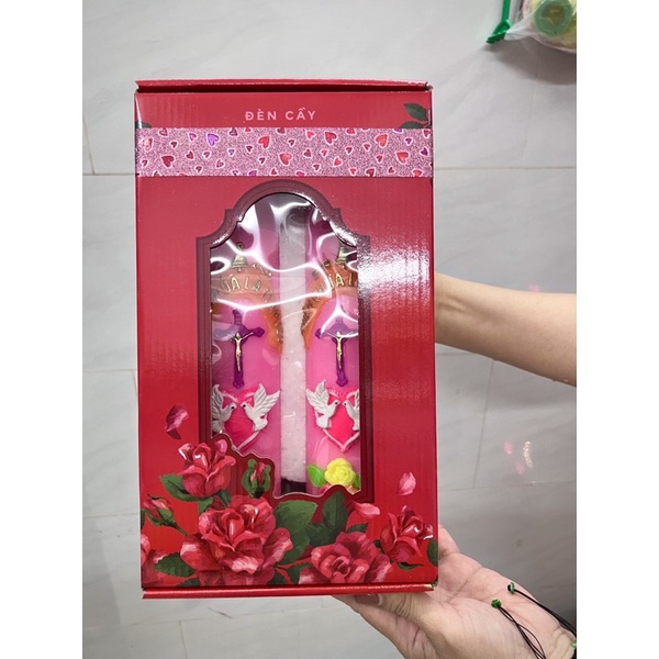 Đèn Hông Cưới , Nến Hồng Cưới Công Giáo màu hồng cao 30cm đường kính 5,5cm