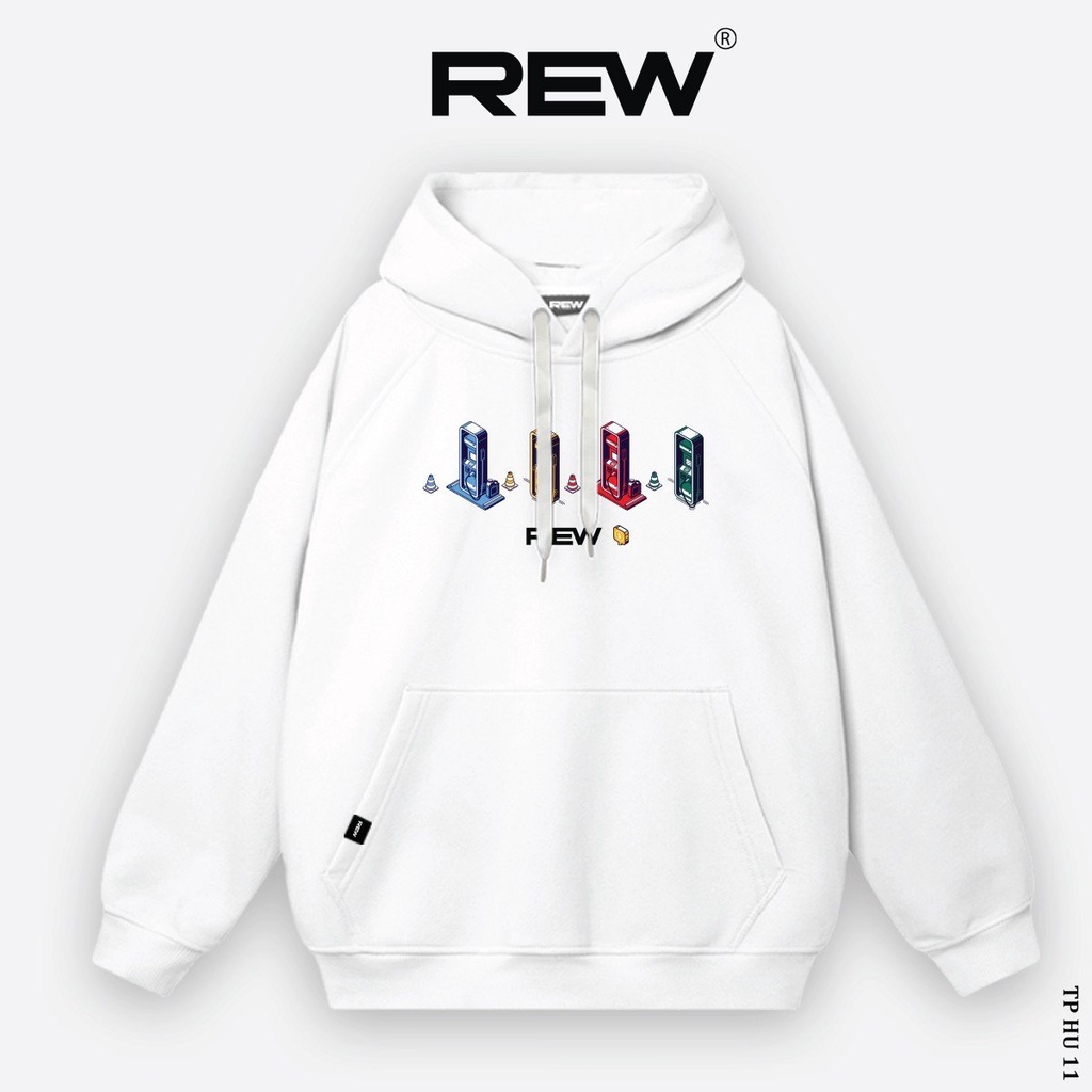 Áo hoodie local brand REW form rộng Unisex dành cho cả nam và nữ mẫu REW cây xăng HD11