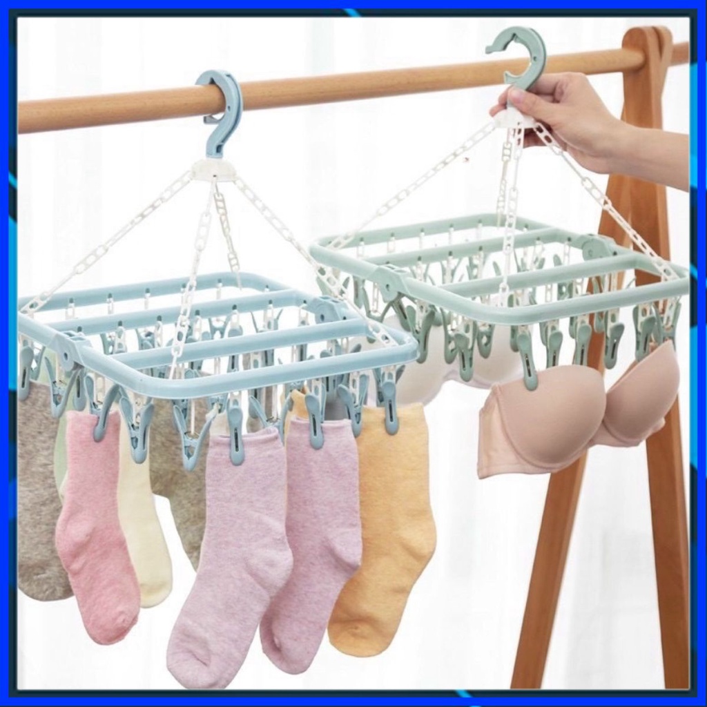 MÓC PHƠI QUẦN ÁO ,TẤT VỚ , ĐỒ LÓT DỤNG CỤ PHƠI ĐỒ MÓC TRÙM NHIỀU KẸP HÌNH CHU NHẬT,