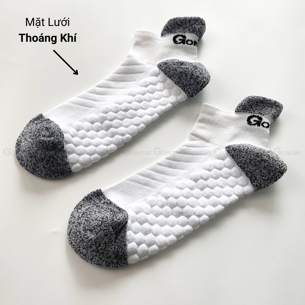 Tất thể thao nam nữ cổ ngắn GOMTAT, chất liệu cotton hút ẩm thoáng khí có đệm nút thun êm chân  -GOM501-THETHAO-1DOI