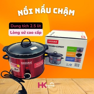 Nồi nấu chậm Hasuka nồi kho cá nấu cháo ninh hầm yến nấu sốt vang tiềm gà lòng gốm ceramic an toàn sức khỏe